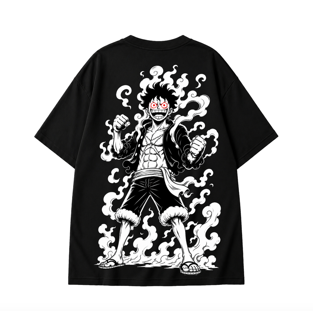 Monkey D. Luffy Gear 5 Oversized Anime T-Shirt - Black