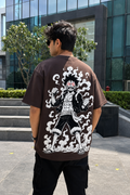 Monkey D. Luffy Gear 5 Oversized Anime T-Shirt - Coffee Brown