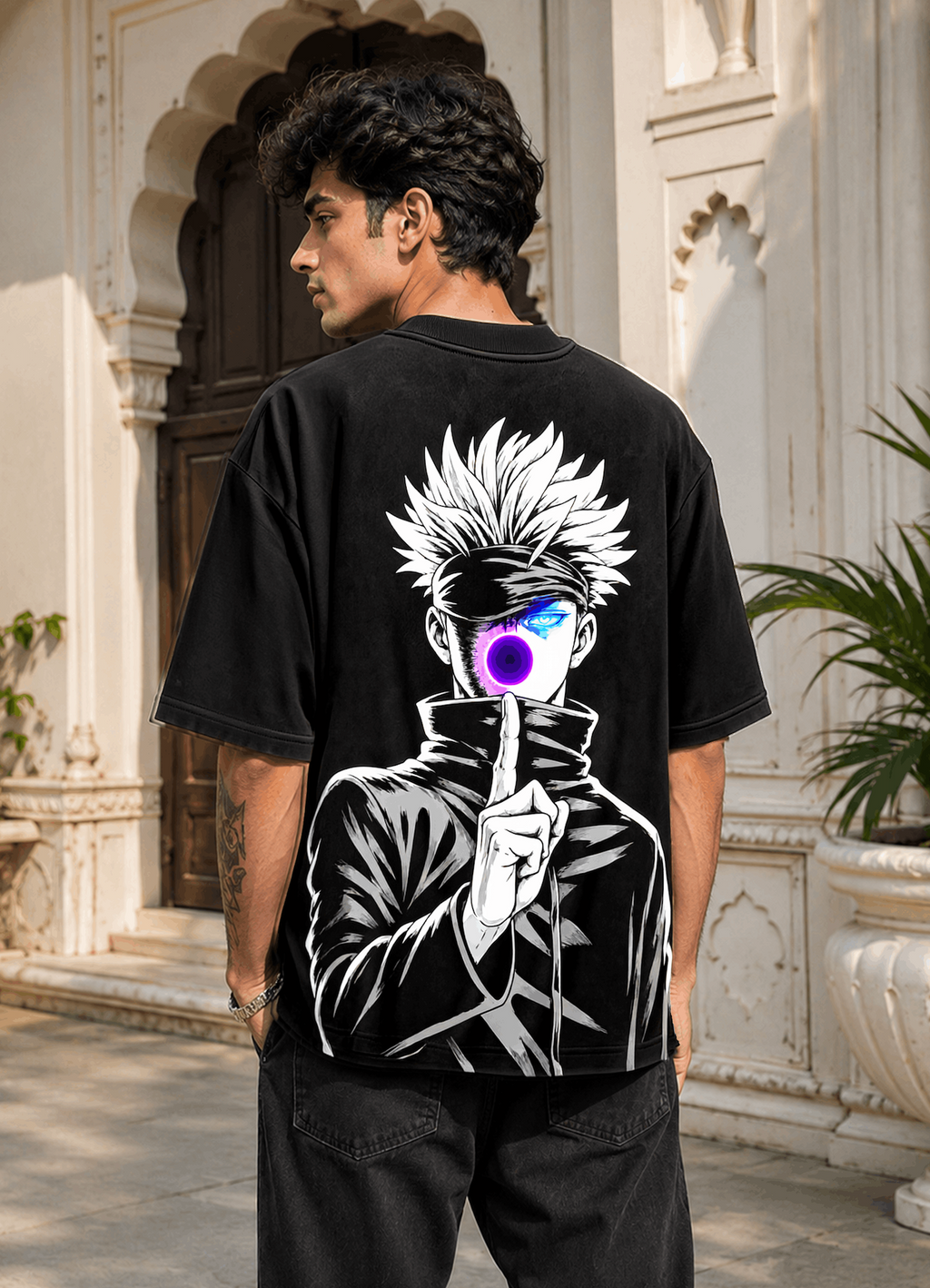 SATORU GOJO Oversized Anime T-Shirt - Black