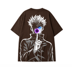 SATORU GOJO Oversized Anime T-Shirt - Coffee Brown
