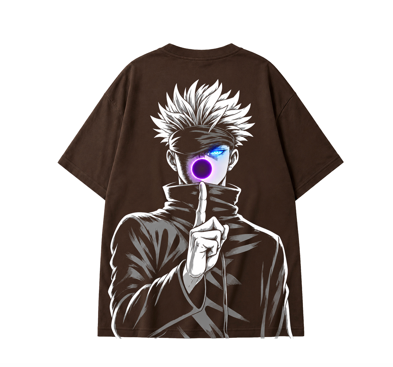 SATORU GOJO Oversized Anime T-Shirt - Coffee Brown