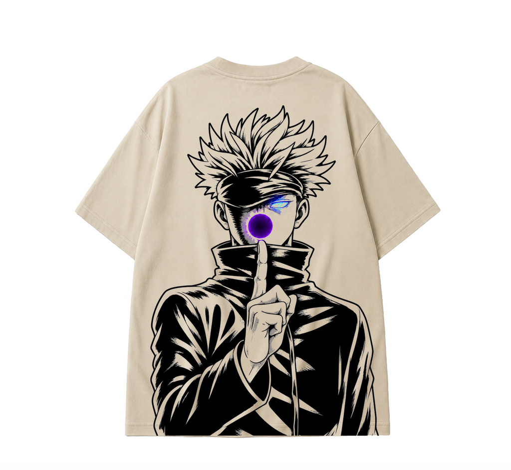 SATORU GOJO Oversized Anime T-Shirt - Beige