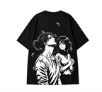 Eren x Mikasa Oversized Anime T-Shirt | Attack on Titan Graphic Tee - Black