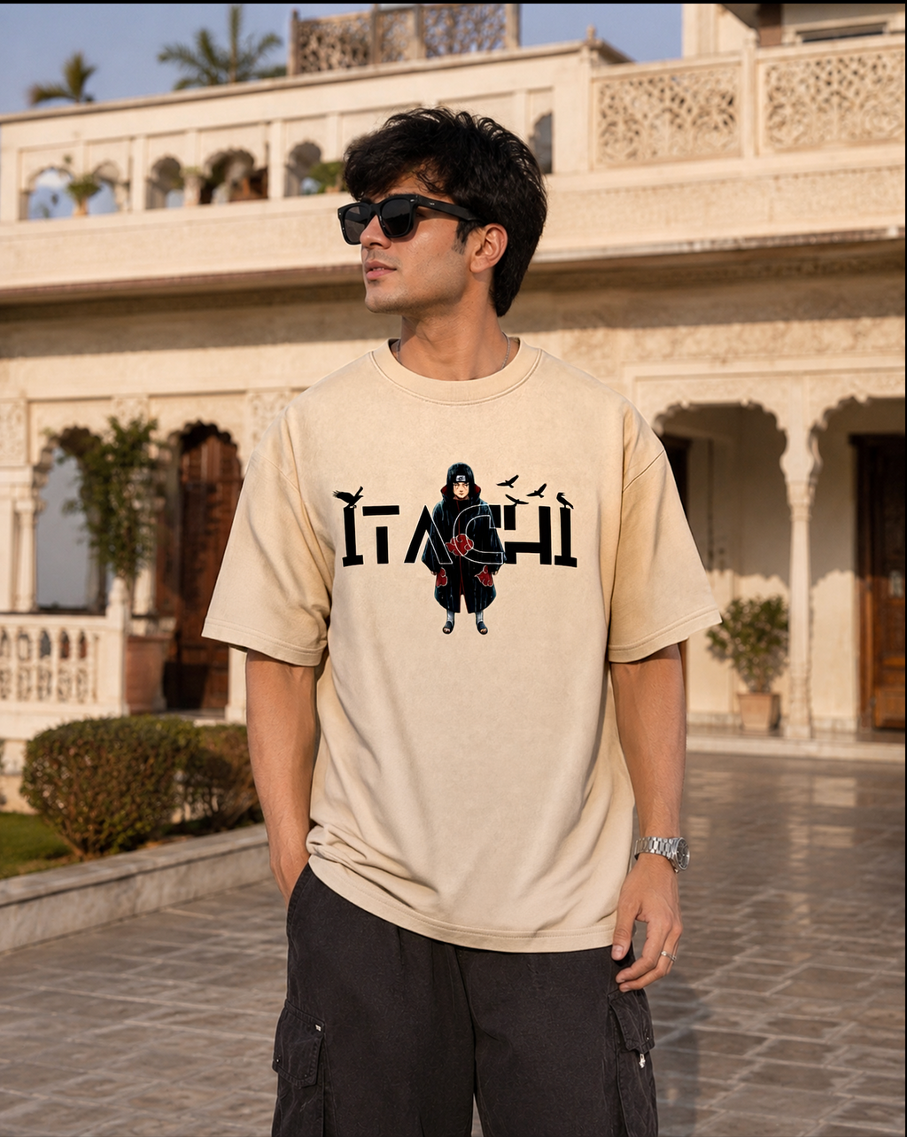 Itachi Uchiha Anime T-Shirt - Beige