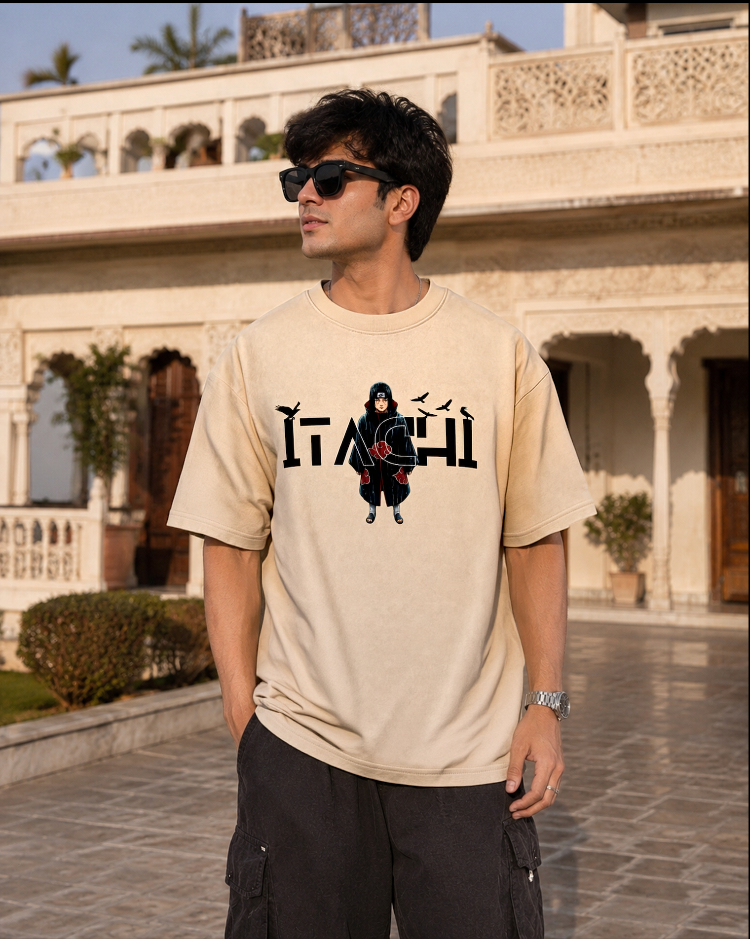 Itachi Uchiha Anime T-Shirt - Beige