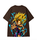 Gohan SSJ2 Oversized Anime T-Shirt - Coffee Brown