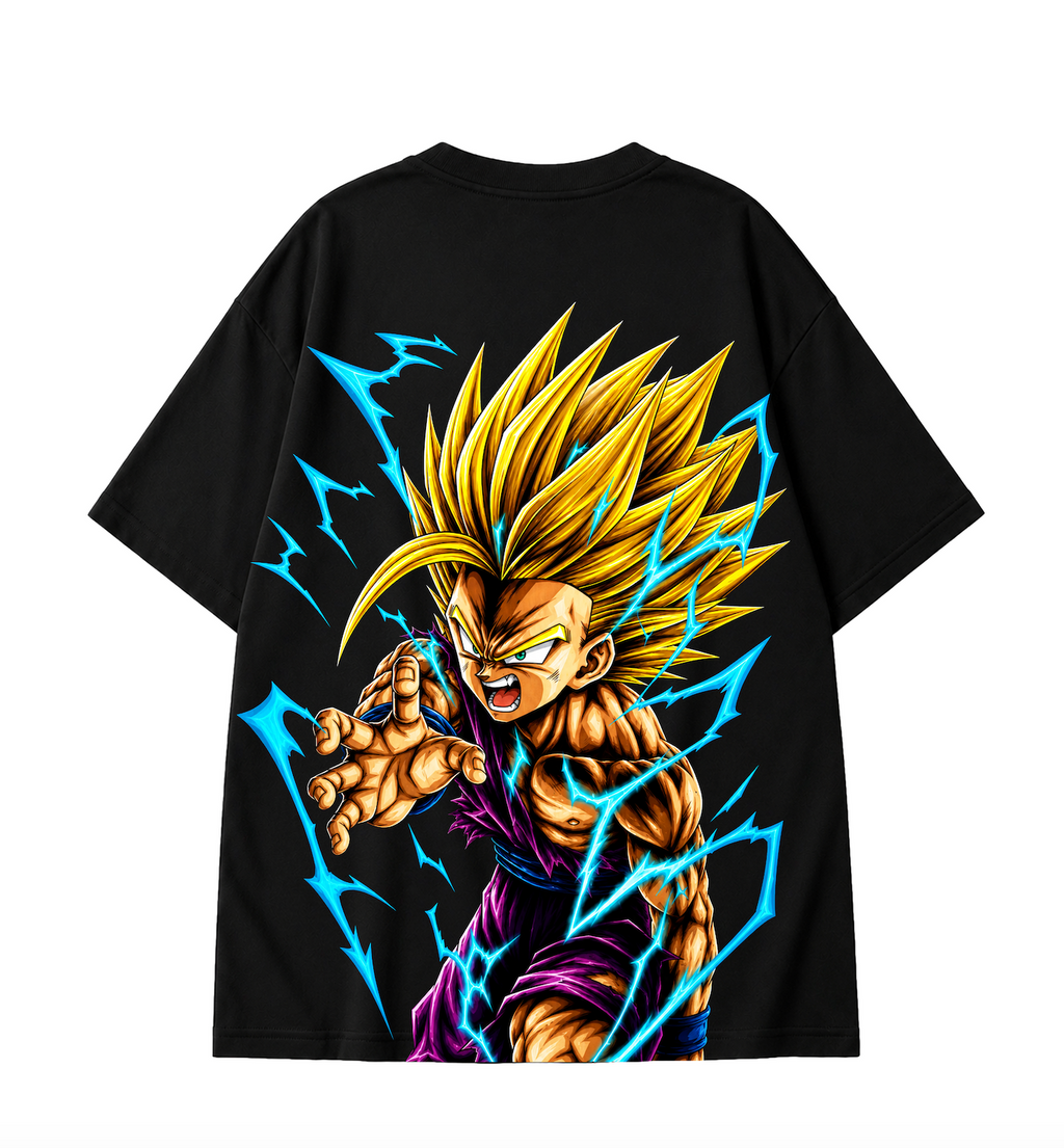 Gohan SSJ2 Oversized Anime T-Shirt - Black