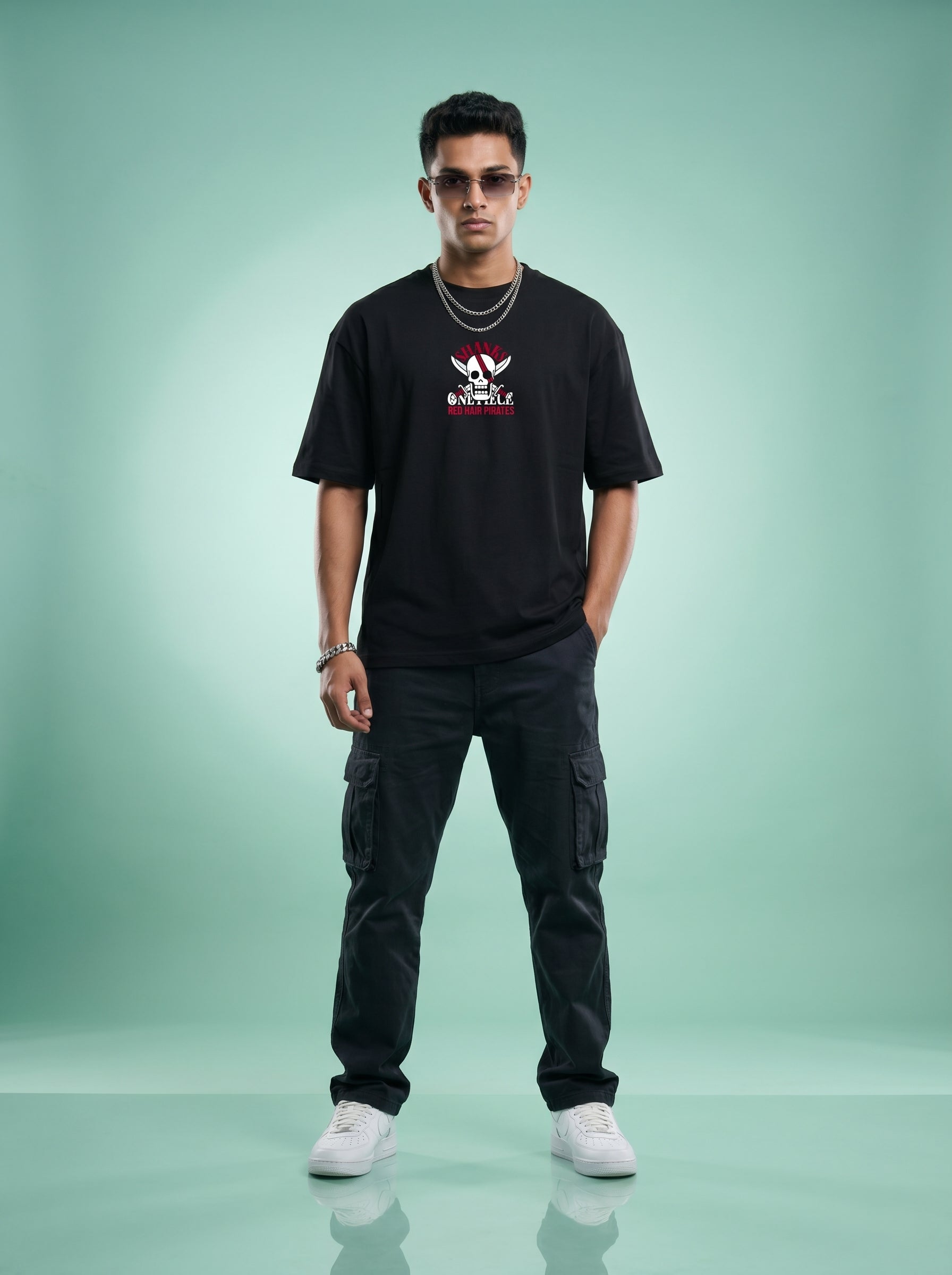 Shanks One Piece Anime Oversized T-Shirt Editorial Shot | STYWILL