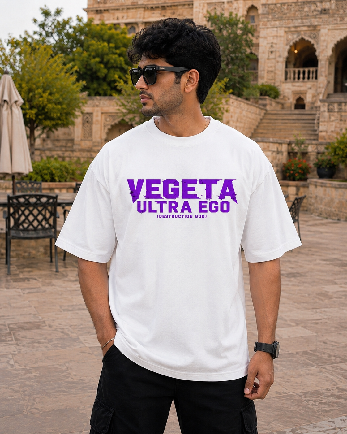 Vegeta Ultra Ego Oversized Anime T-Shirt - White