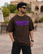 Vegeta Ultra Ego Oversized Anime T-Shirt - Coffee Brown