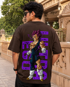 Vegeta Ultra Ego Oversized Anime T-Shirt - Coffee Brown