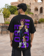 Vegeta Ultra Ego Oversized Anime T-Shirt - Black