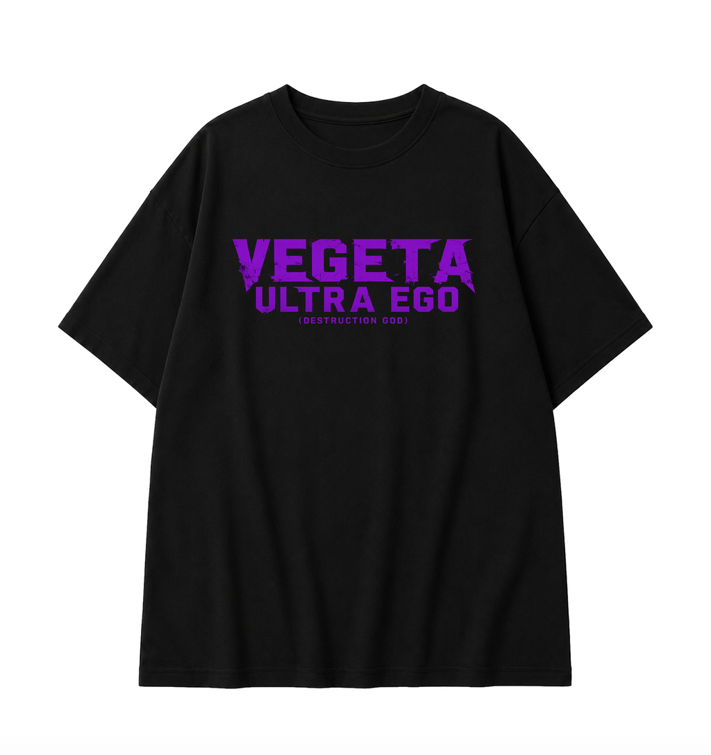 Vegeta Ultra Ego Oversized Anime T-Shirt - Black