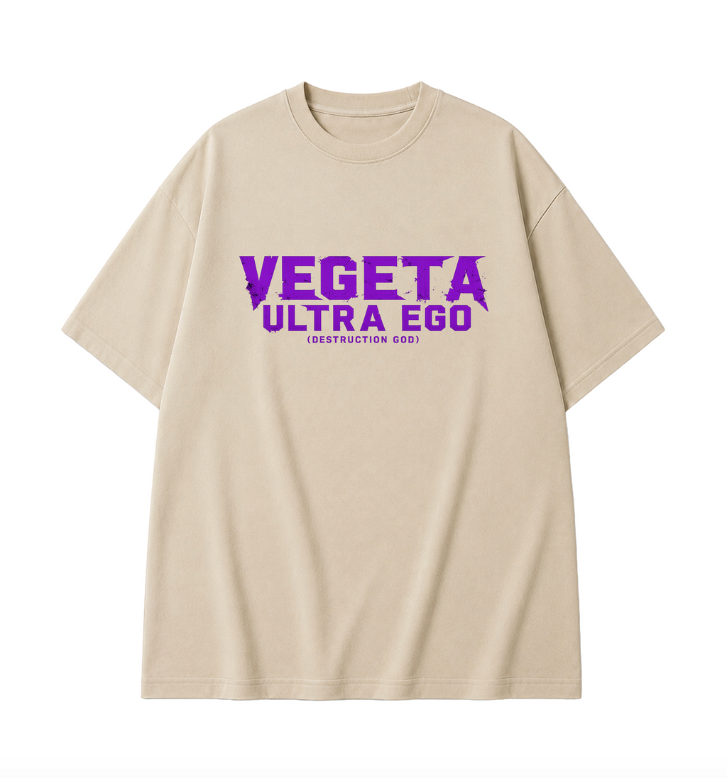 Vegeta Ultra Ego Oversized Anime T-Shirt - Beige