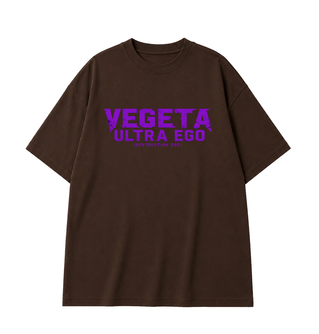 Vegeta Ultra Ego Oversized Anime T-Shirt - Coffee Brown