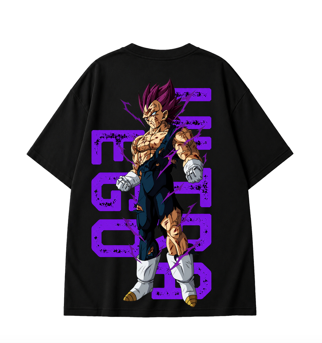 Vegeta Ultra Ego Oversized Anime T-Shirt - Black