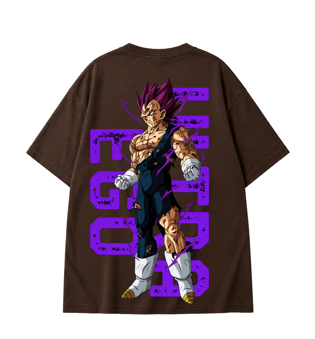 Vegeta Ultra Ego Oversized Anime T-Shirt - Coffee Brown