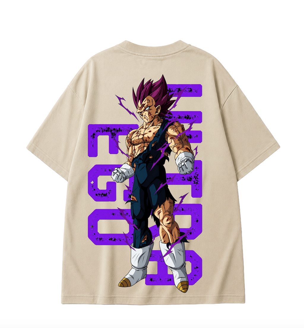 Vegeta Ultra Ego Oversized Anime T-Shirt - Beige