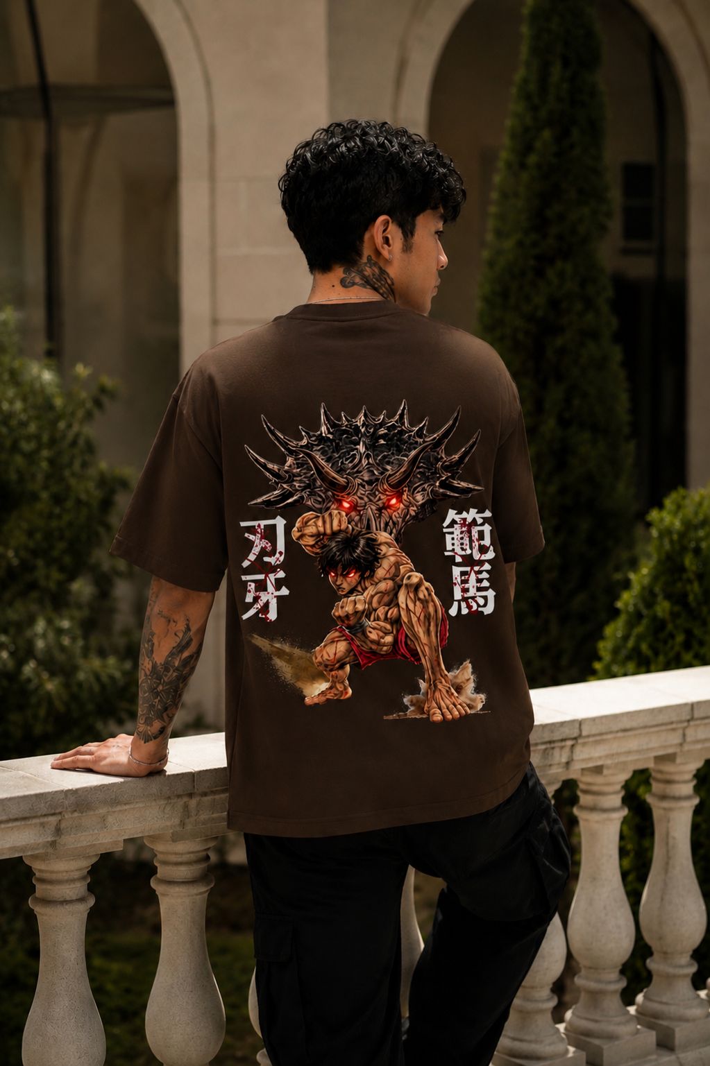 Baki Hanma Oversized Anime T-Shirt - Coffee Brown