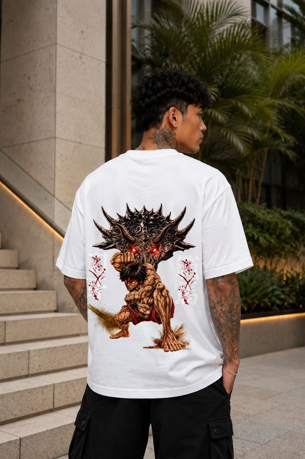 Baki Hanma Oversized Anime T-Shirt - White
