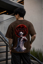 Muzan Kibutsuji Oversized Anime Coffee T-Shirt - Coffee Brown