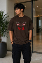 Muzan Kibutsuji Oversized Anime Coffee T-Shirt - Coffee Brown