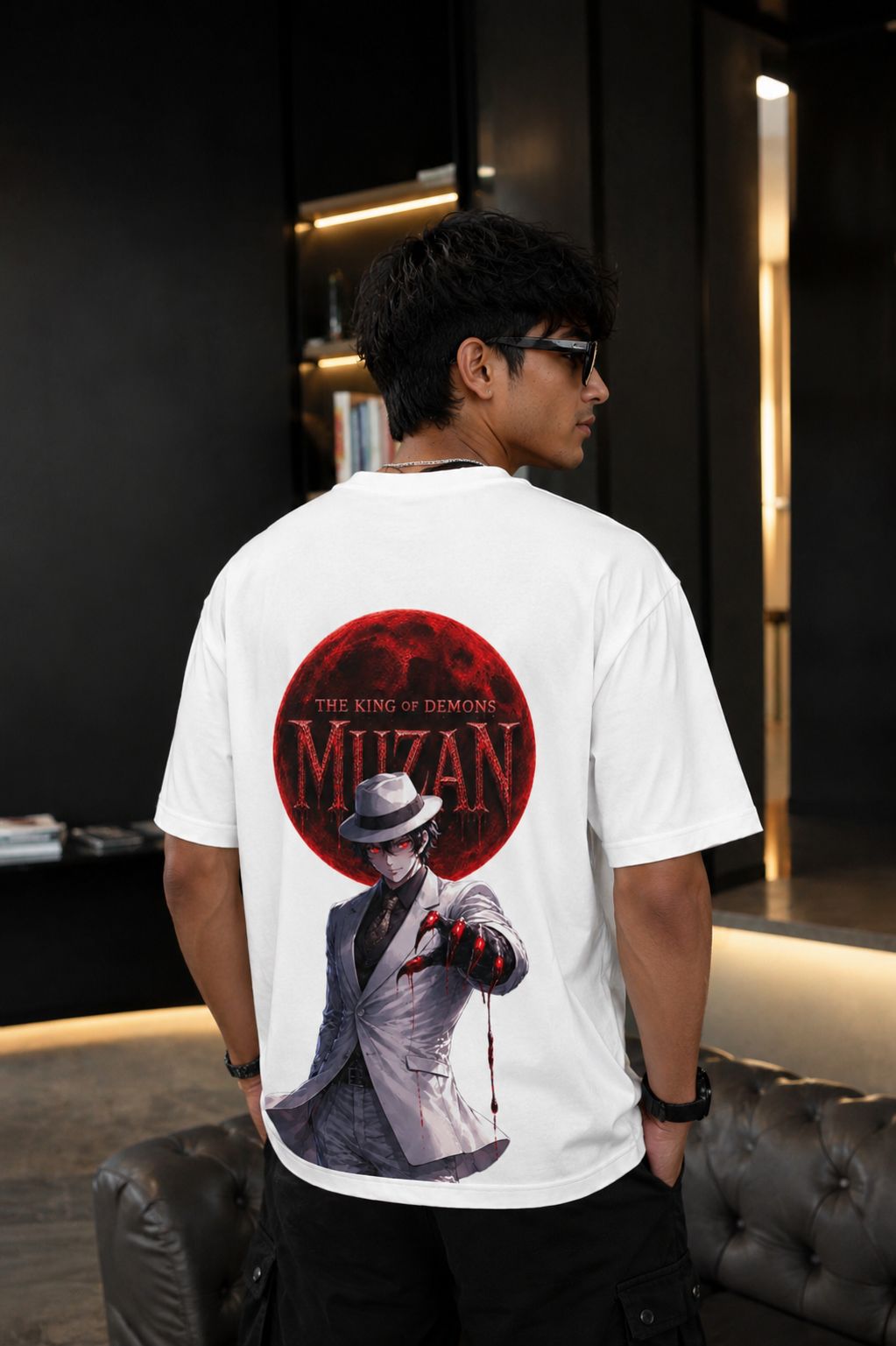 Muzan Kibutsuji Oversized Anime T-Shirt - white