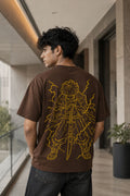 Zenitsu Agatsuma Oversized Anime T-Shirt - Coffee Brown