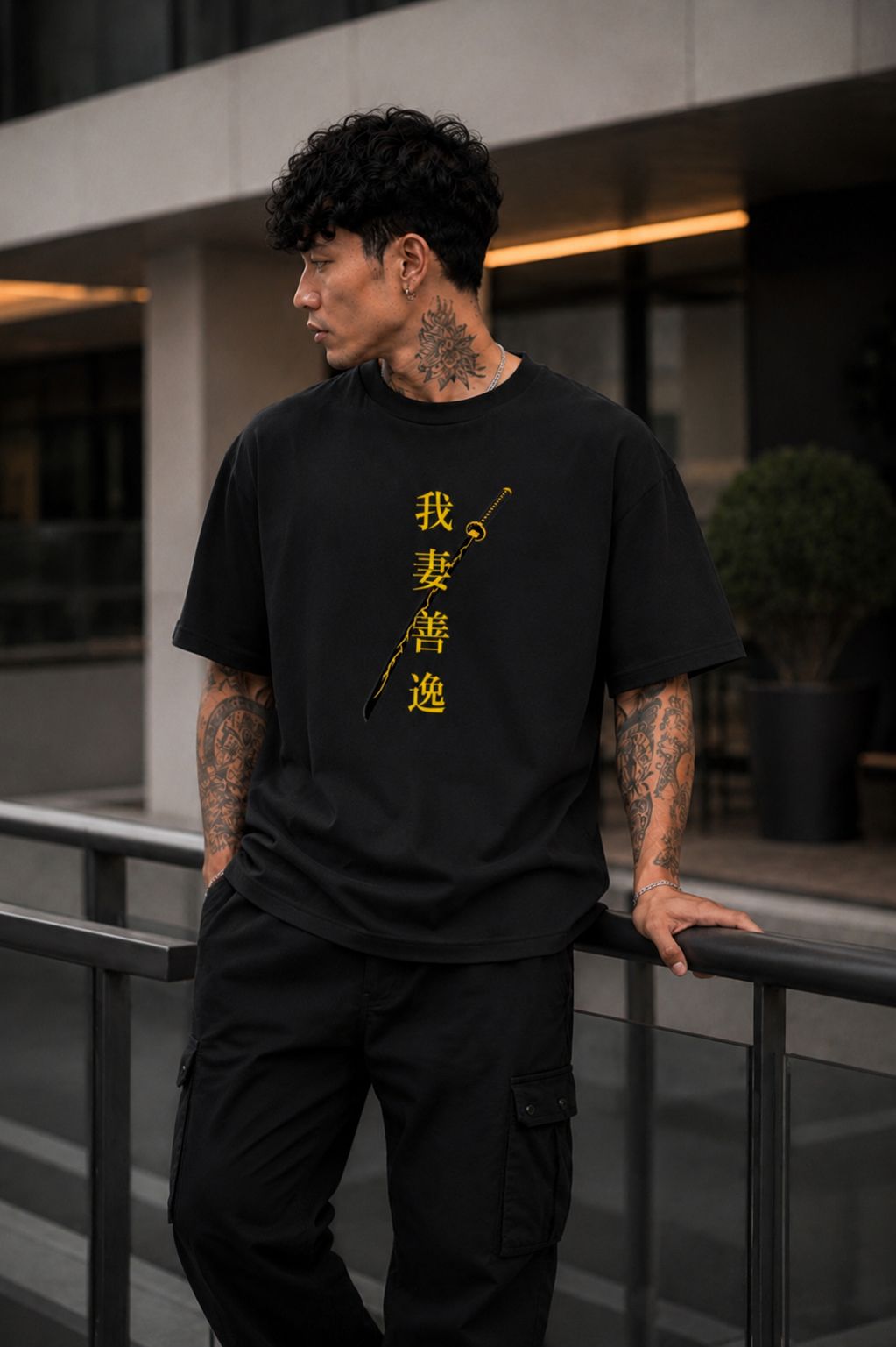 Zenitsu Agatsuma Oversized Anime T-Shirt - Black