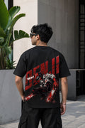 Denji Oversized Anime T-Shirt - Black