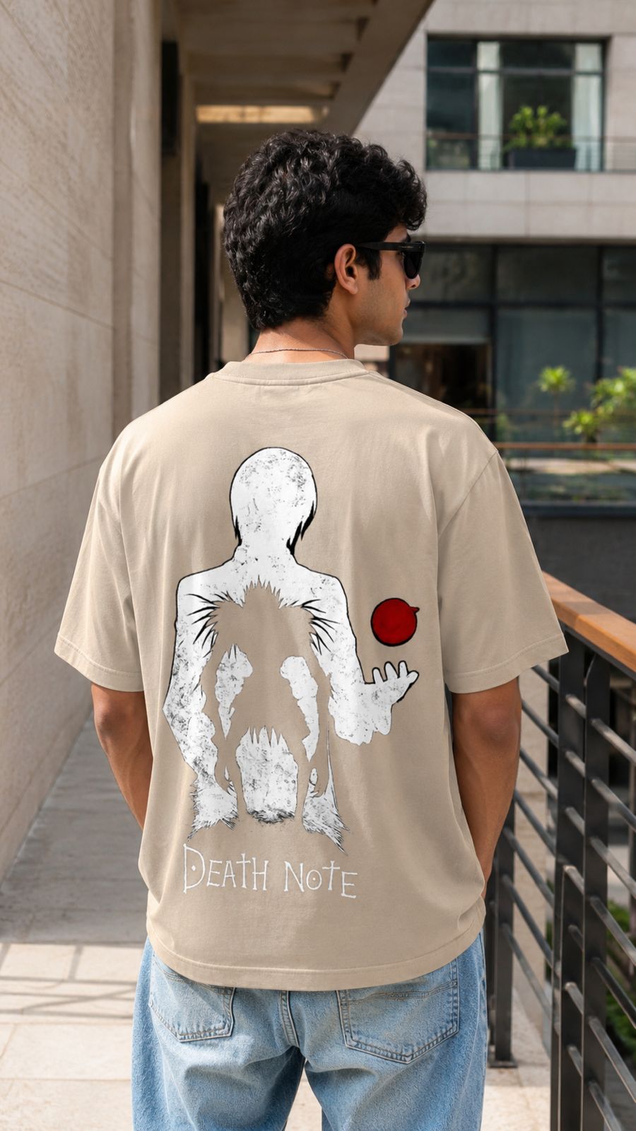 Death Note Oversized Anime T-Shirt - Beige