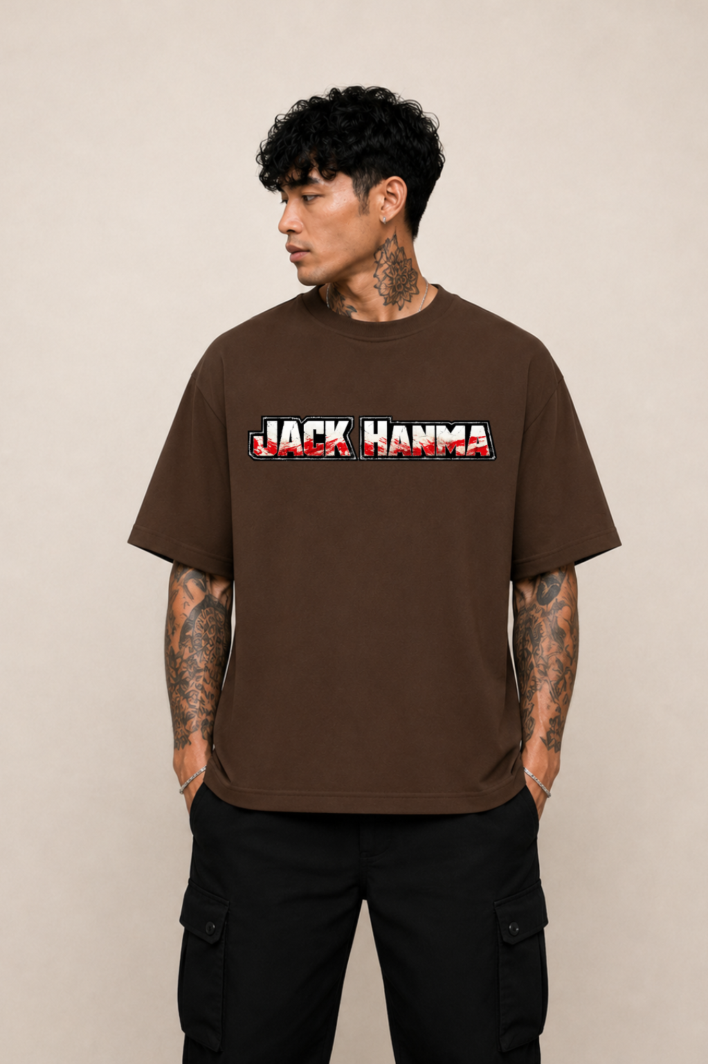 Jack Hanma Oversized Anime T-Shirt - Coffee Brown