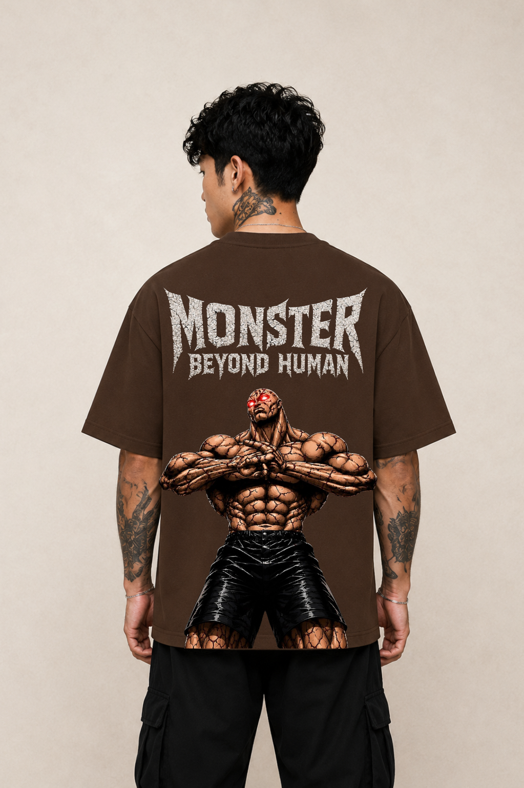 Jack Hanma Oversized Anime T-Shirt - Coffee Brown